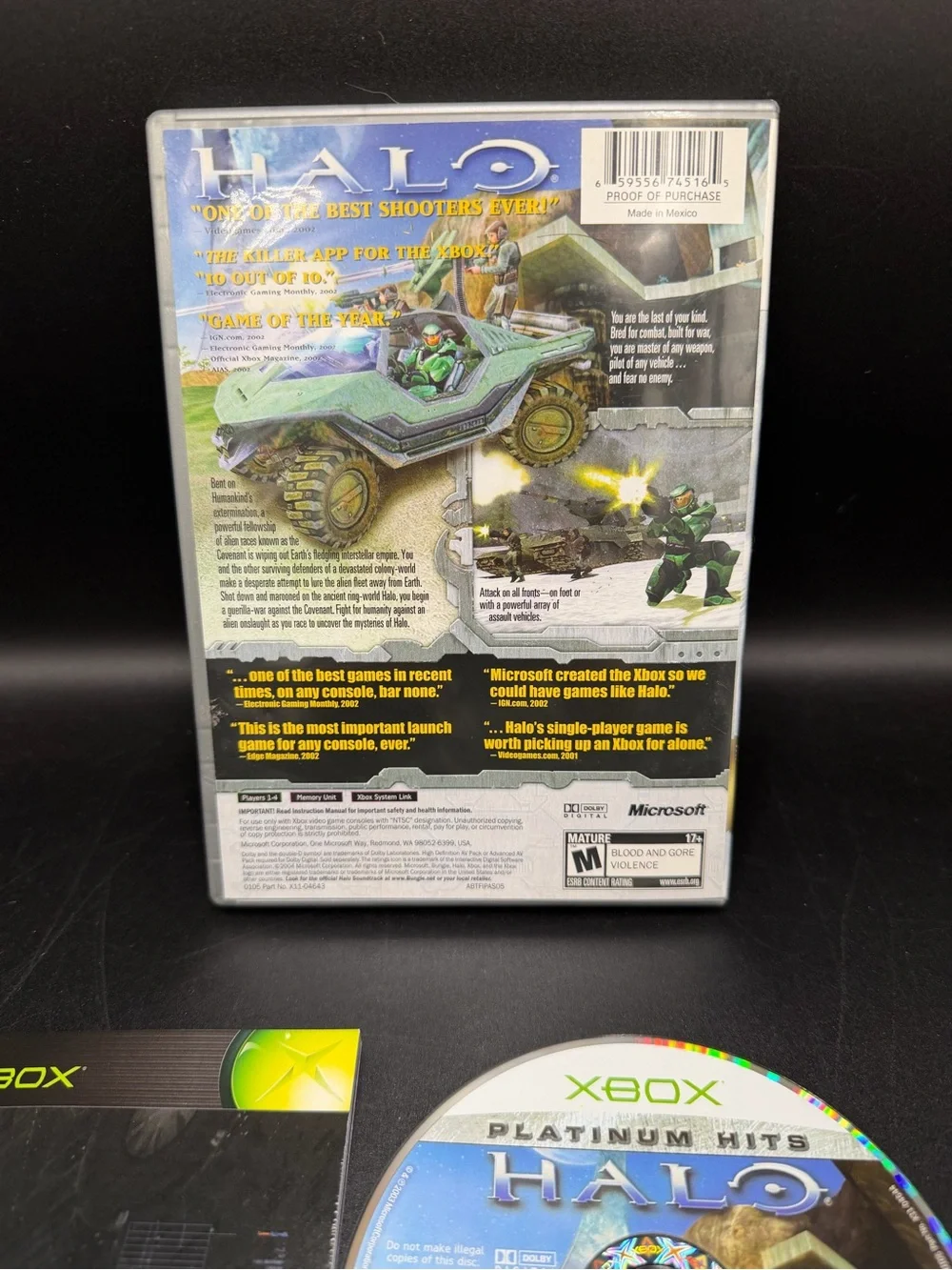 Halo : Combat Evolved (Microsoft Xbox, 2001) Platinum Hits CIB Complete